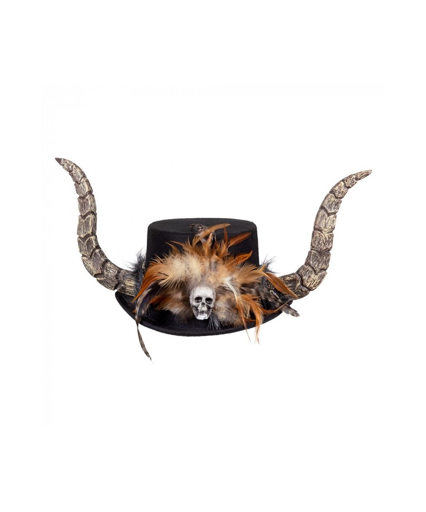Chapeau Papa Legba Boland - Accessoire Costume Vaudou - Multicolore Avec Cornes Et Crâne - Taille Unique Adulte