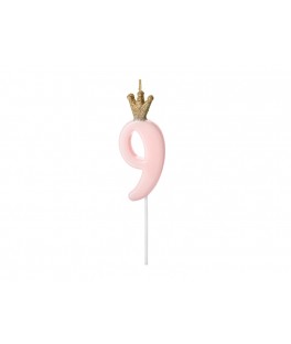 Bougie rose chiffre 9