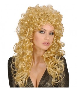 Perruque longue frisée blonde