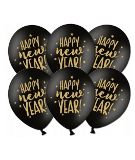 Ballon happy new year noir x6