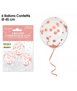 Ballons confettis X6 rose gold