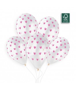 Ballon confetti coeur rose x5