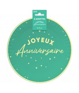 Assiettes x8 anniversaire 23cm