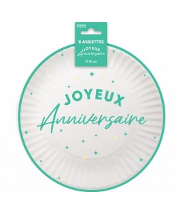 Assiettes x8 anniversaire 18cm