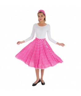 Jupe rose pois blancs