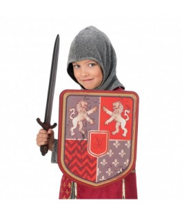 Bouclier chevalier lion rouge