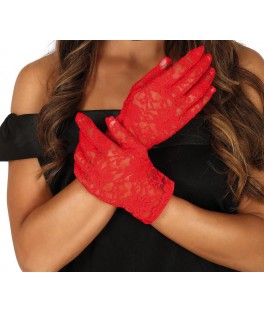Gants en dentelle rouge