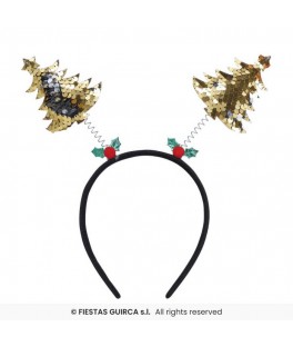 serre tête sapins sequins or