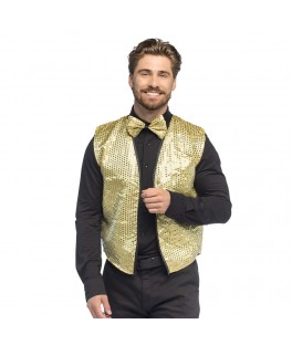 Gilet et nœud  pap sequins or