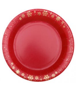 Assiette flocon d'or rouge
