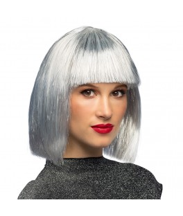 Perruque glamour lamée argent