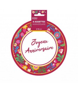 Assiettes x8 floral 18cm