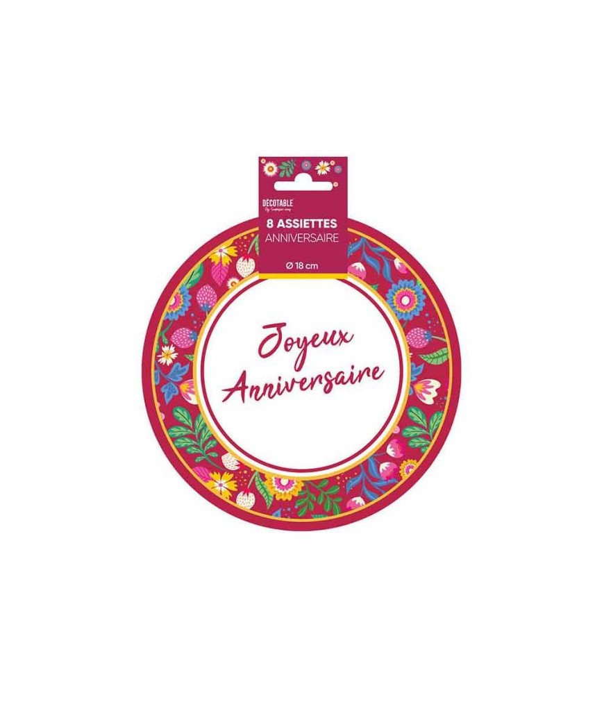 Assiettes x8 floral 18cm