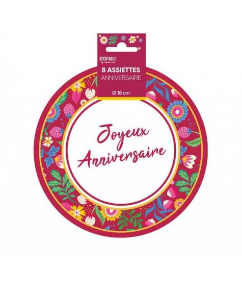 Assiettes x8 floral 18cm