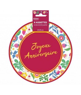 Assiettes x8 floral 23cm