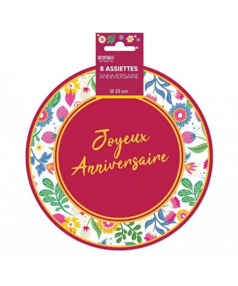 Assiettes x8 floral 23cm