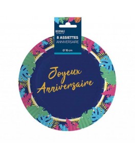 Assiettes x8 tropical 18cm