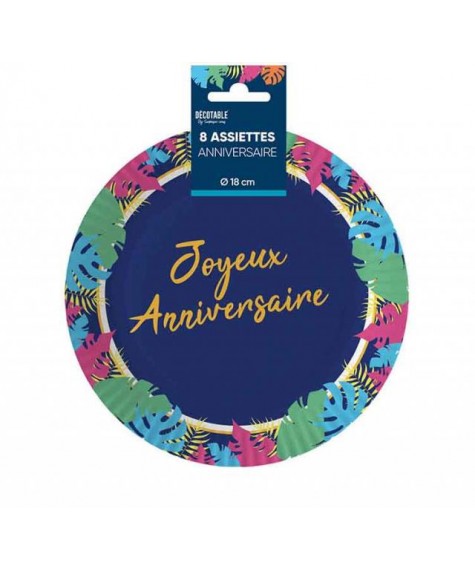 Assiettes x8 tropical 18cm