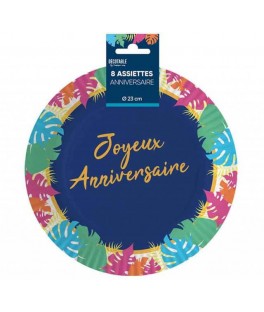 Assiettes x8 tropical 23cm