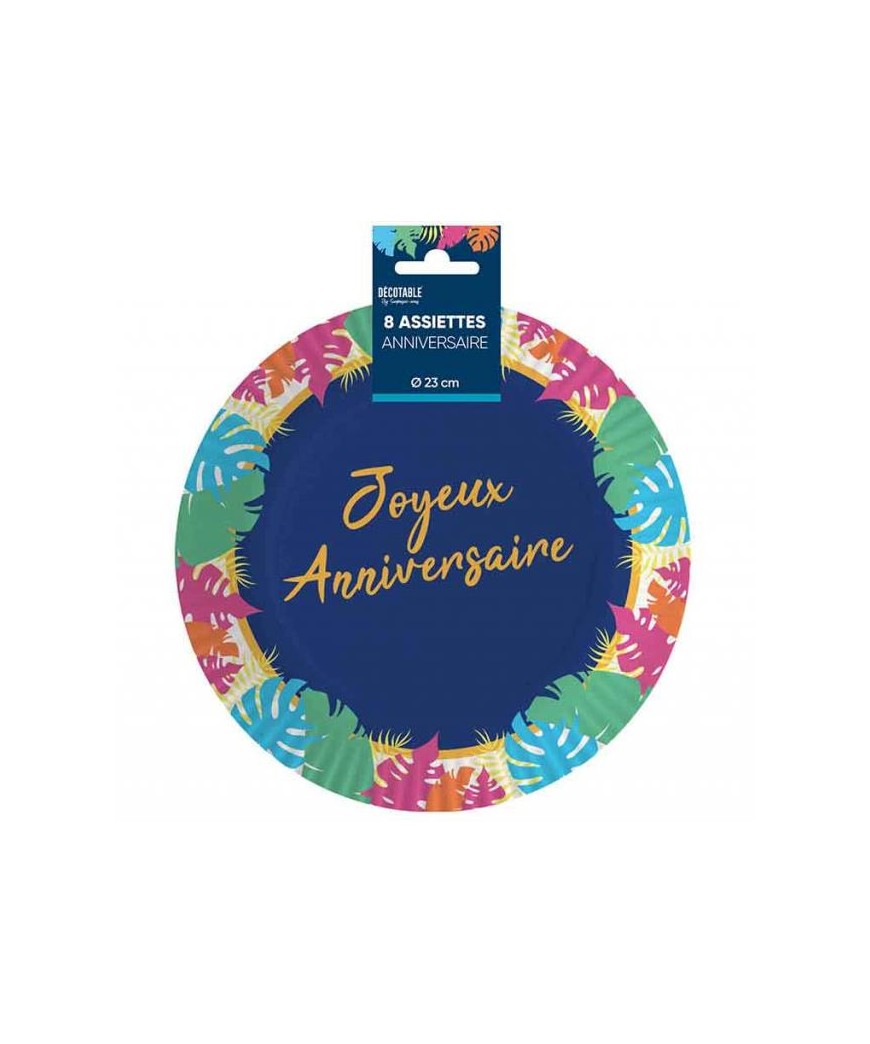 Assiettes x8 tropical 23cm