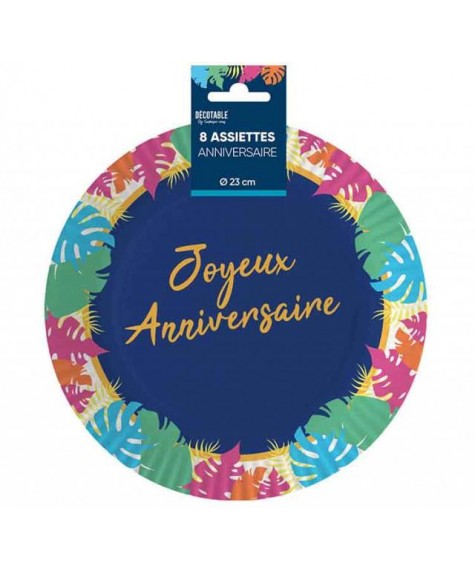 Assiettes x8 tropical 23cm