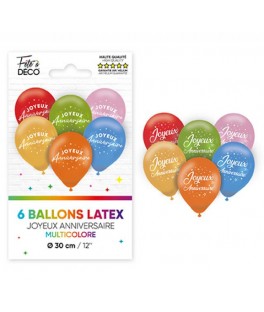 Ballons anniversaire x6 multi