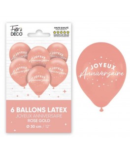 Ballons anniversaire x6 Rose Gold
