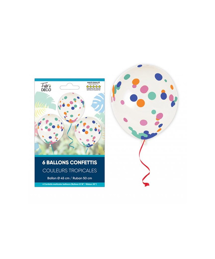 Ballons confettis x6 tropical