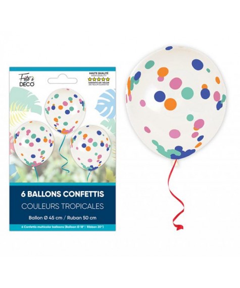 Ballons confettis x6 tropical