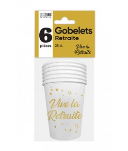Gobelet vive la retraite or x6