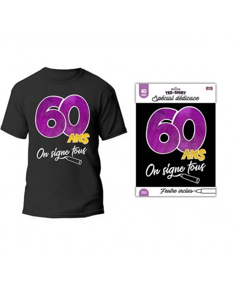 T shirt noir on signe 60 ans