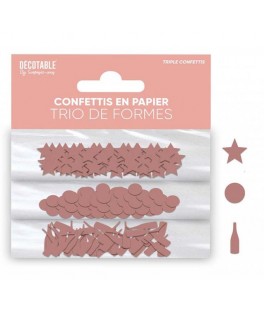 Trio de confettis papier Rose Gold