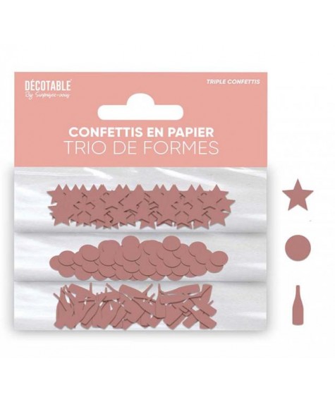 Trio de confettis papier Rose Gold