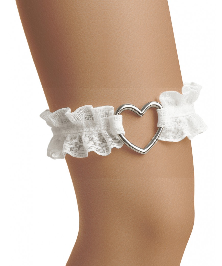 Jarretiere en dentelle blanche
