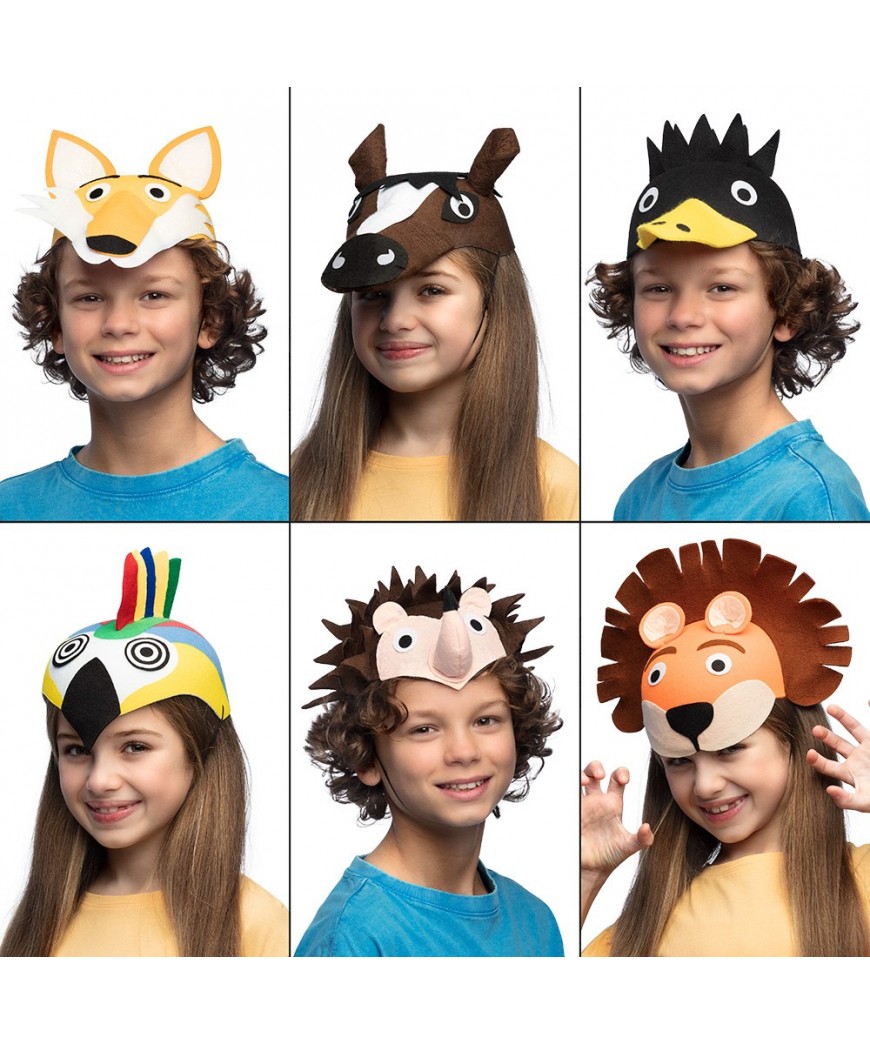 Chapeau enfant animal 6 ass.