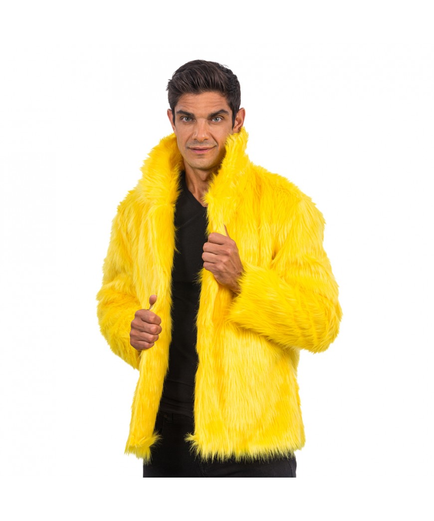 Manteau fausse fourrure jaune L