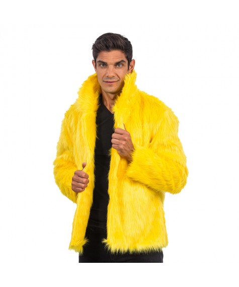 Manteau fausse fourrure jaune L