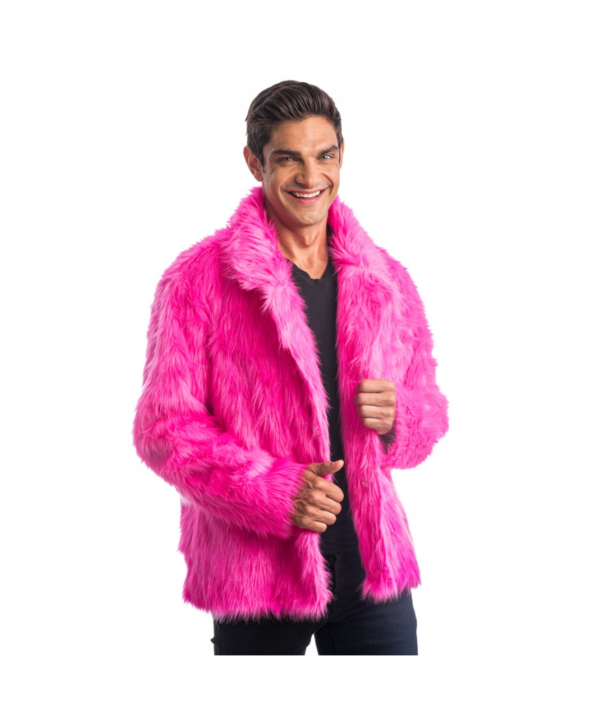 Manteau fausse fourrure fuchsia L