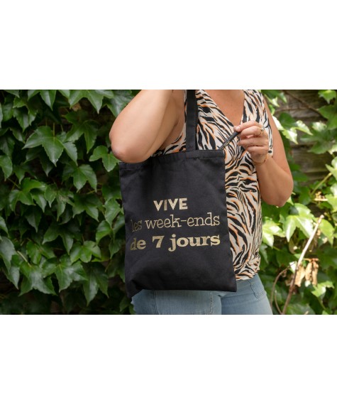 Tote bag retraite noir or 37 cms
