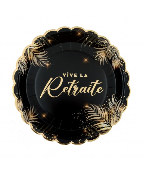 Assiette retraite noir or x6