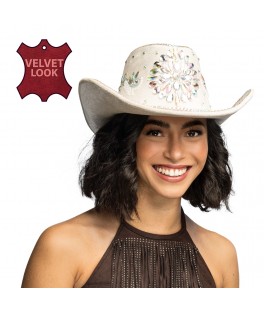 Chapeau cowboy crystal beige