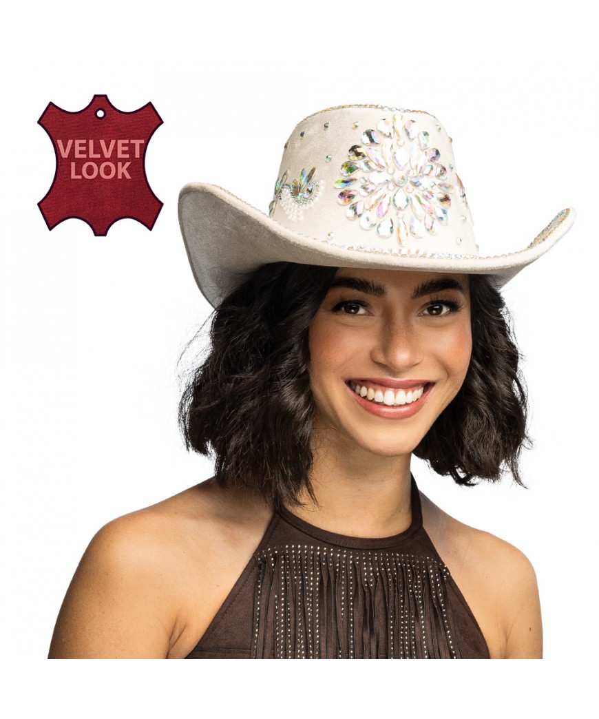 Chapeau cowboy crystal beige