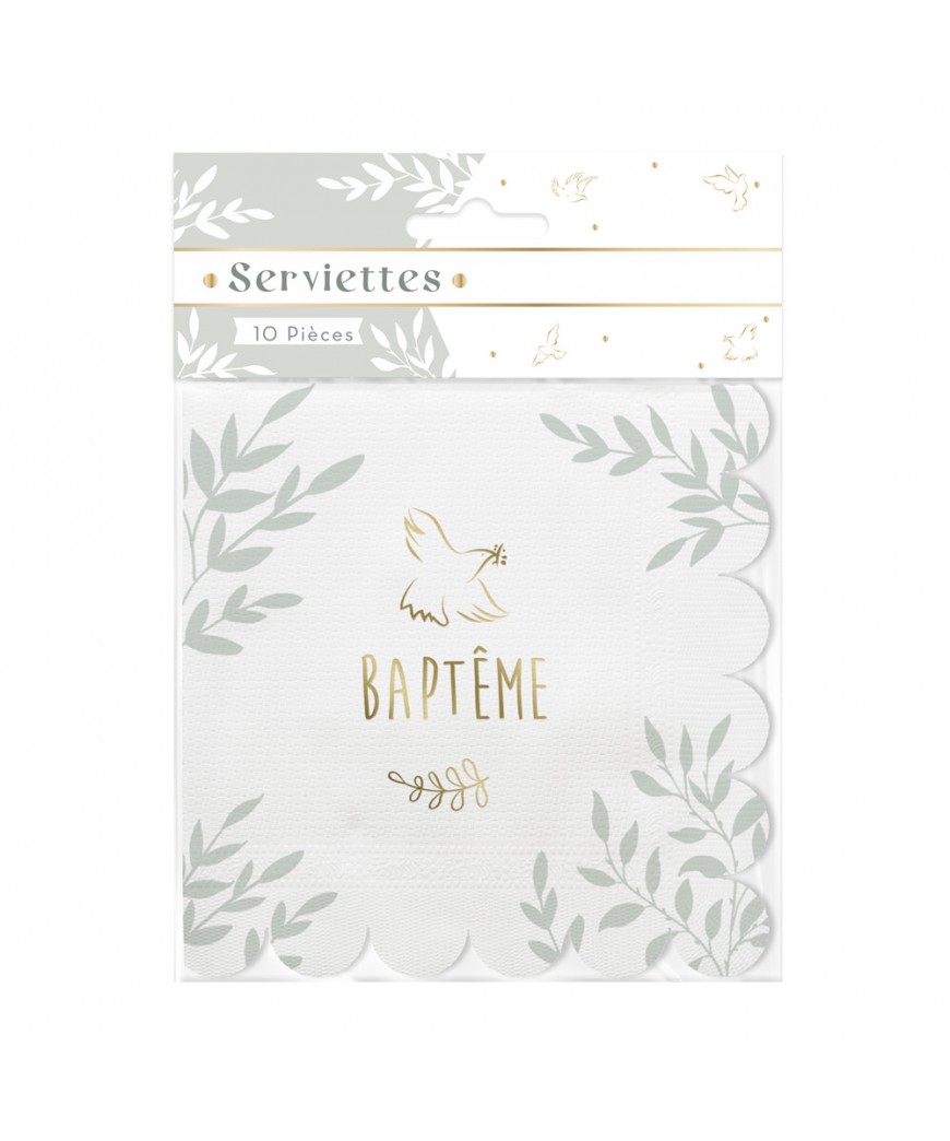 Pack 10 serviettes bapteme