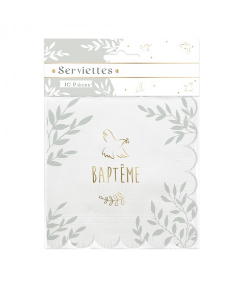 Pack 10 serviettes bapteme