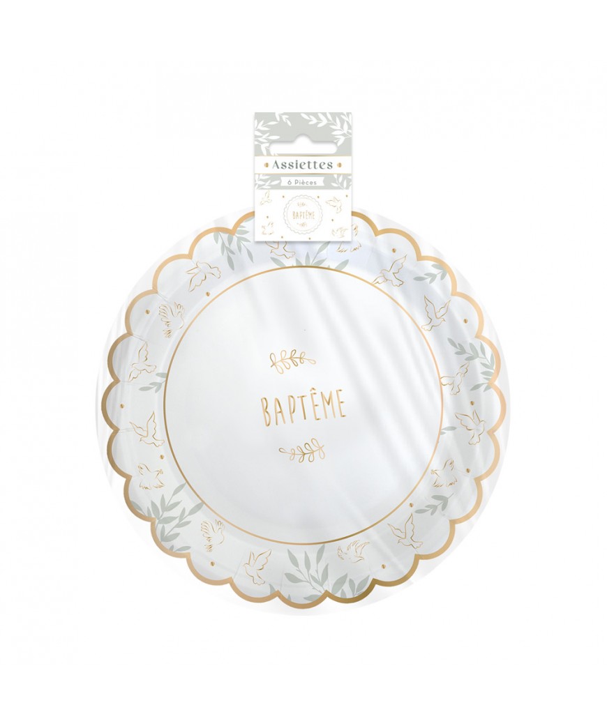 Pack 6 assiettes bapteme