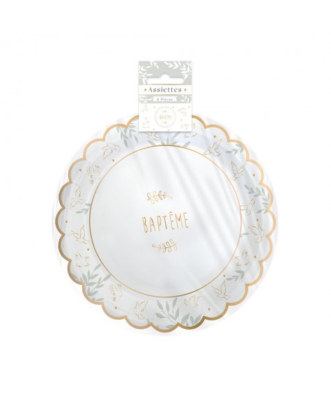 Pack 6 assiettes bapteme