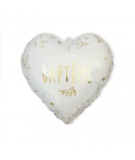 Ballon metallique coeur bapteme