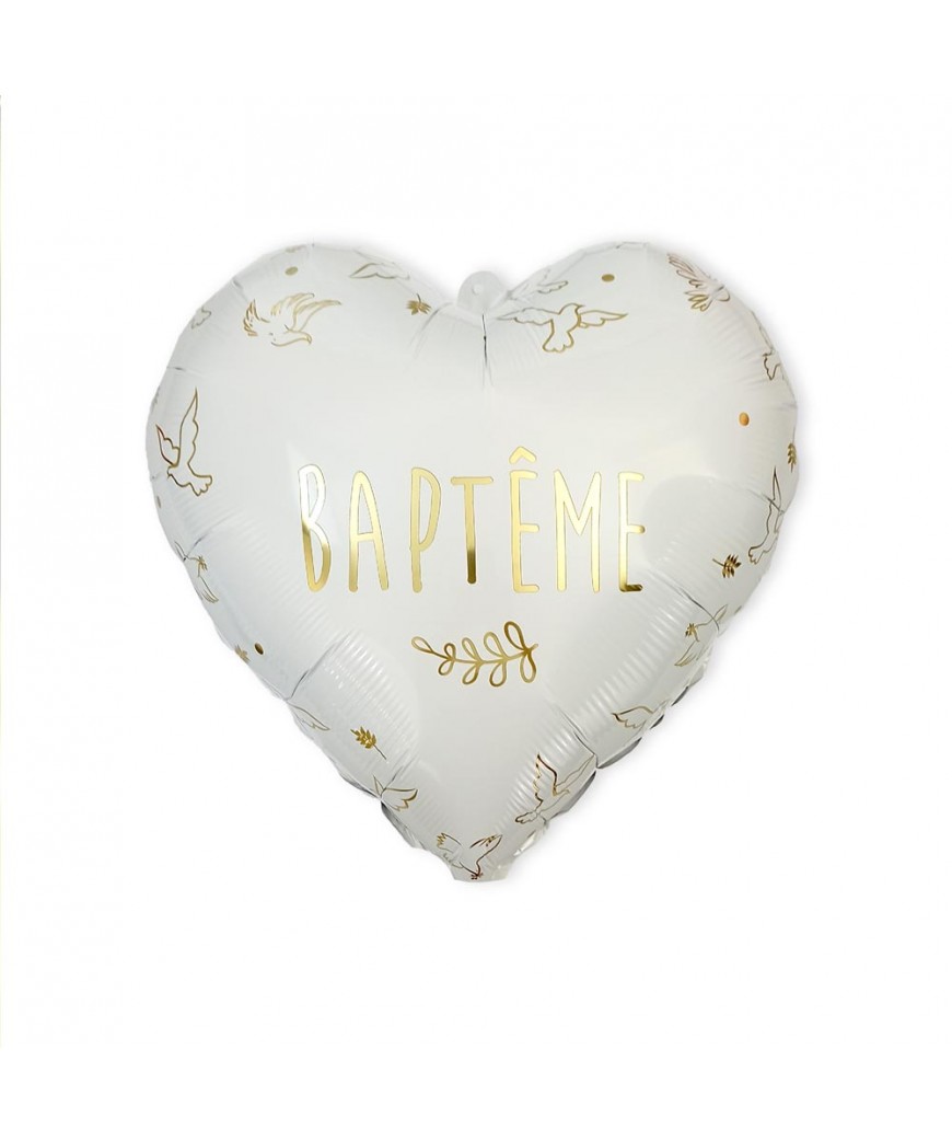 Ballon metallique coeur bapteme