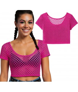 T-shirt resille rose fluo