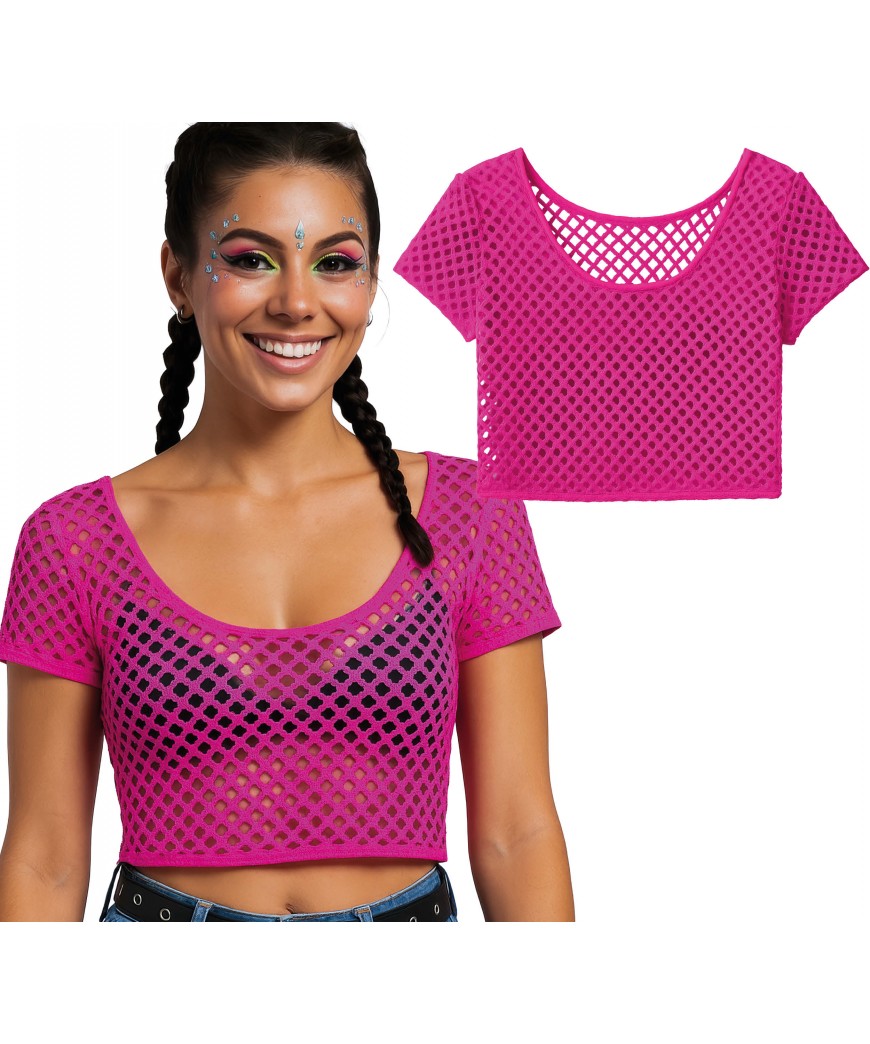 T-shirt resille rose fluo